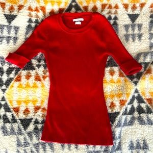 Vibrant red 100% cotton 3/4 sleeve shirt